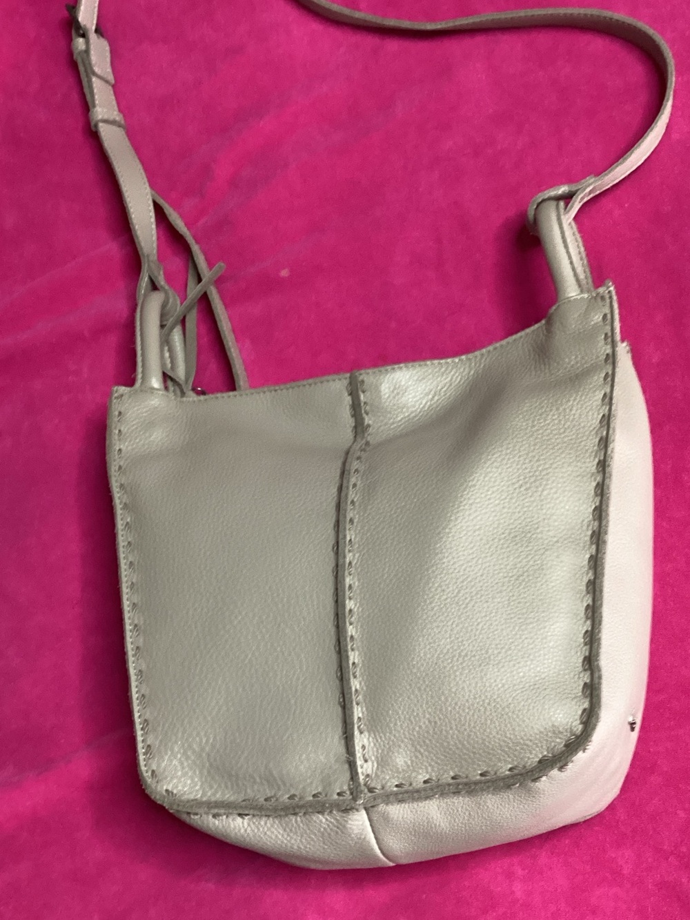 The Sak Light Gray Leather Crossbody Bag